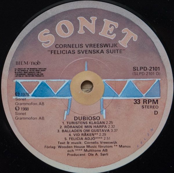 USED - Cornelis Vreeswijk - Felicias Svenska Suite - Image 7