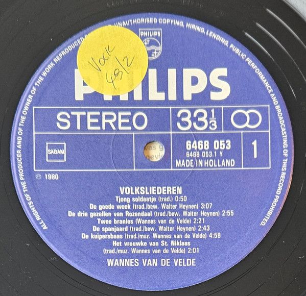 USED - Groep Wannes van de Velde - Volksliederen - Image 3