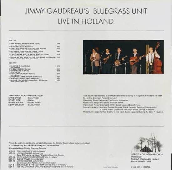 USED - Jimmy Gaudreau's Bluegrass Unit - Live In Holland - Image 2