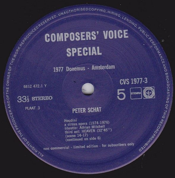 USED - Peter Schat - Houdini – A Circus Opera – Live Recording - Image 5